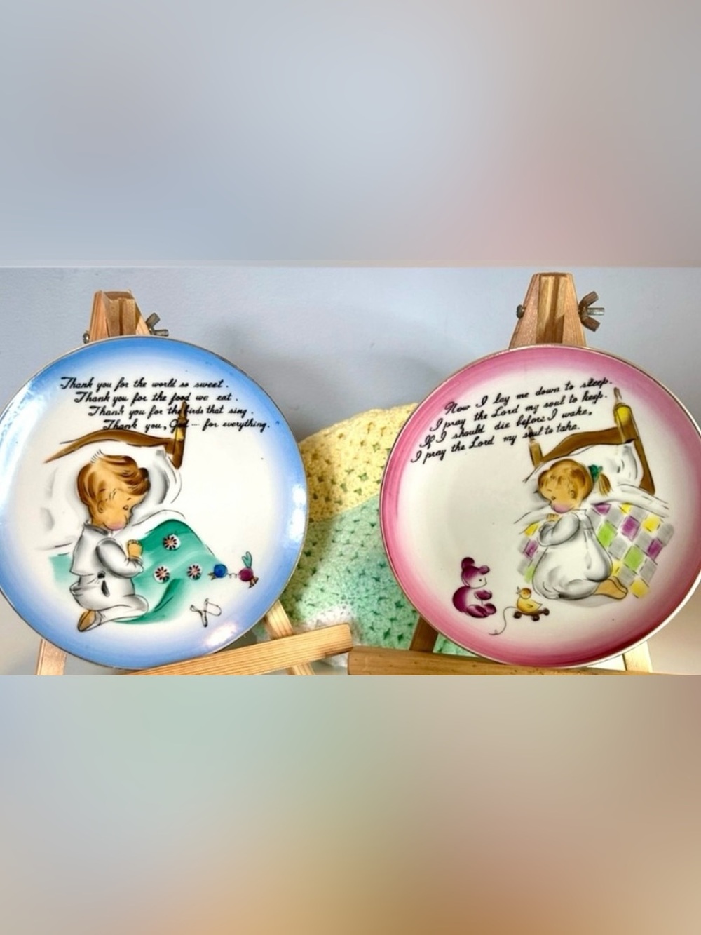 Vintage Lefton Japan Child’s Prayer Plates
Boy & Girl Set
